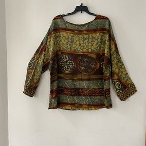 vintage multi color over head blouse large